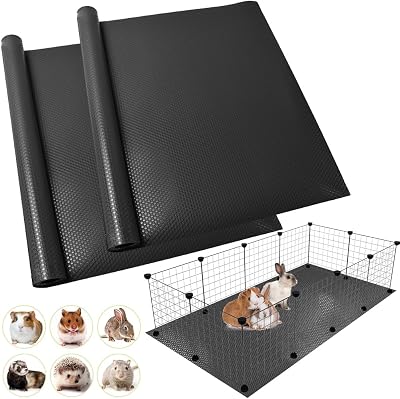 Washable Guinea Pig Bedding Cage Liner Waterproof Rabbit Bedding, Easily Cut to Suit Cage and Reusable Pads for Guinea Pigs, Rabbits, Hamsters, Gerbils, and Chinchillas,1879 2pcs, Black Mat