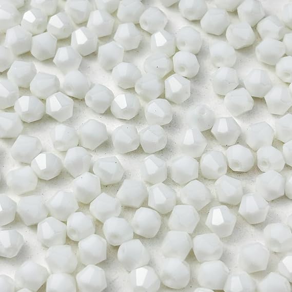 400pcs 4mm Bicone Glass Crystal Beads for Jewelry Making, Faceted Bicone Glass Spacer Beads for Bracelet Earring Necklace DIY Craft(White)