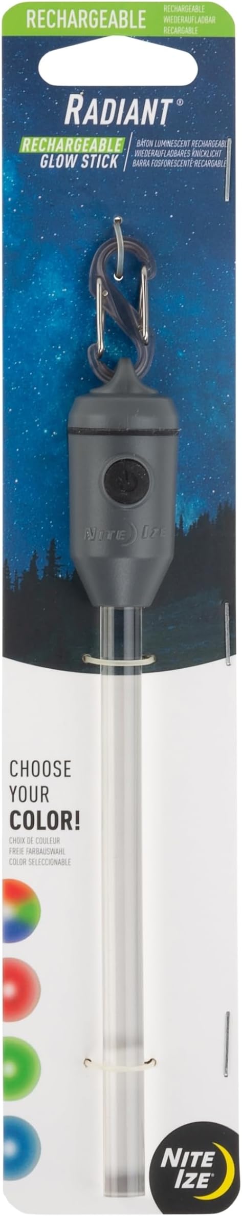 Nite Ize Radiant Rechargeable LED Glow Stick - Disc-O Select - Color Changing Light for Nighttime Visibility & Outdoor Use - Chemical-Free, Waterproof & Rechargeable Glow Stick - Includes S-Biner