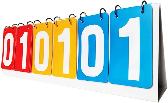 Scoreboard Score Counter Team Games Table Score Flipper Score Keeper for Baseball Soccer P.E Classroom Activities Badminton, Red Yellow Blue