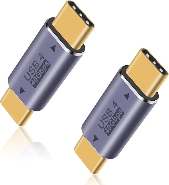 Duttek USB C to USB C Adapter 40Gpbs, 8k@60HZ and 100W Fast Charging, Type C Male to Male Adapter Compatible with Thunderbolt 3/4 MacBook Pro/Air, Laptop, Phones and More Type C Devices (2 Pack)