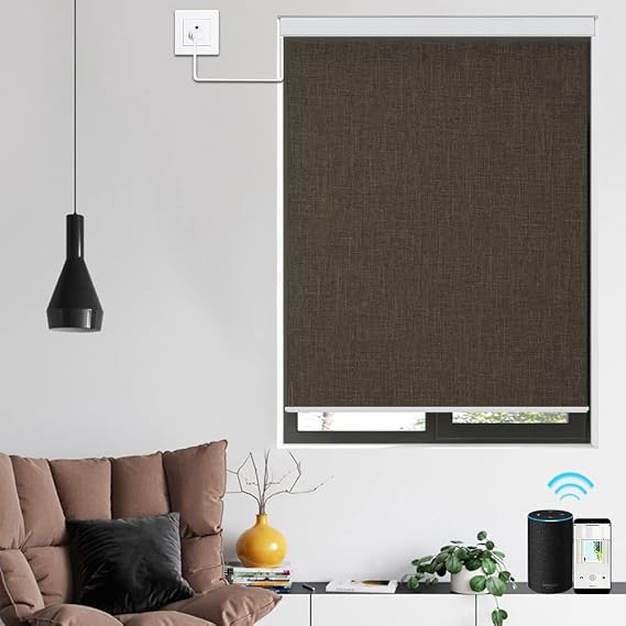 ZSHINE Hardwired Motorized Blackout Roller Shades (Cloth Grain Series) | Multiple voltage options (12V/24V/110-240V) | Smart control via hub | Matter & HomeKit compatible | Custom fit sizes