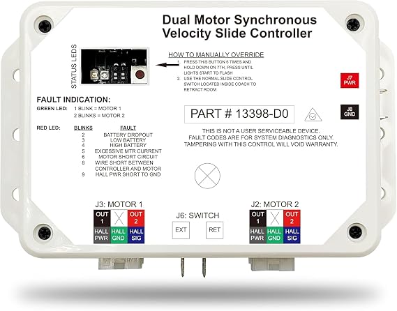 13398-D0 Dual Motor Synchronous Velocity Slide Controller Replacement Controller V-Sync II, Compatible with Lippert in-Wall Slide-Out on RV, 211852 Black