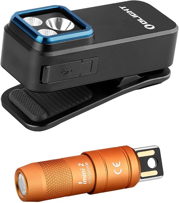 OLIGHT Oclip Pro EDC Flashlight Clip-on 500 Lumens with Three Lighting Bundle IMINI 2 Rechargeable Keychain Light