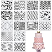 16 Pieces Cake Decoration Stencils Templates Floral Wedding Cake Molds Cookie Fondant Dessert Decorating Supplies Spray Flower Edge Molding Baking Mesh Tool Cake Decoration (Cute Style)