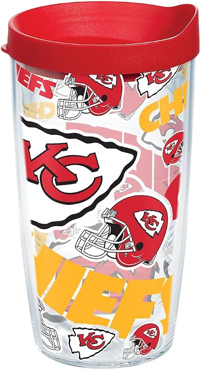 Tervis Made in USA Double Walled NFL Kansas City Chiefs Insulated Tumbler Cup Keeps Drinks Cold & Hot, 16oz, All Over