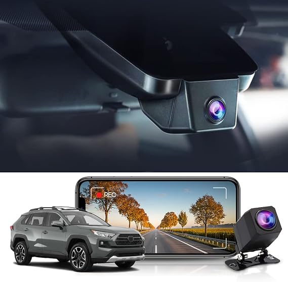 Fitcamx Front 2K+Rear 1080P Dash Cam Adapts for Toyota RAV4 2019-2021 (Model A, No Vents) & Prime Plug-in Hybrid, OEM Look, Dual HD Video, WiFi & APP, Loop Recording, G-Sensor, Easy to Use, 64GB Card