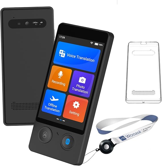 Wooask Language Translator Device, Two Way Real Time Translator with 144 Languages No WiFi Needed, 2025 Upgraded W12 AI Translator Voice/Offline/Photo Translation for Travel, Business, Learning