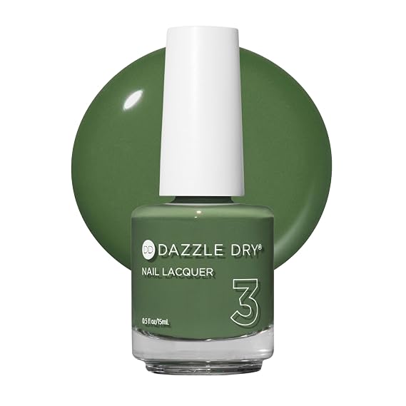 Dazzle Dry Nail Lacquer, Step 3 Fern (0.5 fl oz) | A Fern Green Full Coverage Cream Finish Quick-Dry