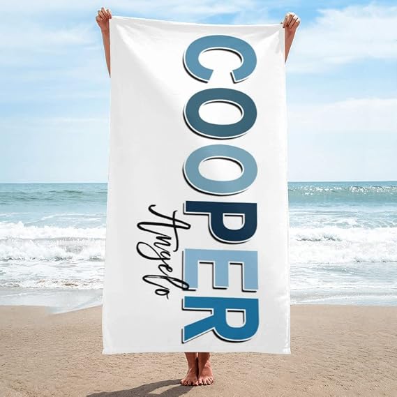 Personalized Beach Towel Custom Name Beach Towel Soft Absorbent Customized Bath Towel for Kids Adults Couples Friends Bridesmaid Gift (Color 4)