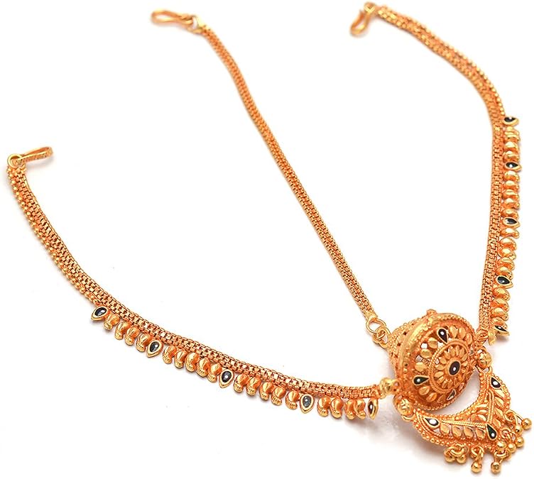 Jewar Tika Bodla/Borla Rajasthani Style Indian Traditional Meena Work Gold Plated Pearl Polki Kundan Ad Cz Multi-Stones Head & Hair Jewelry