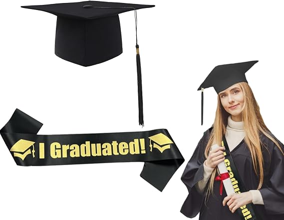 2026 Graduation Hat Cap Set, Graduation Hat with Graduation Sash, Graduation Bachelor Cap for 2026 High School University Graduation Party Ceremony
