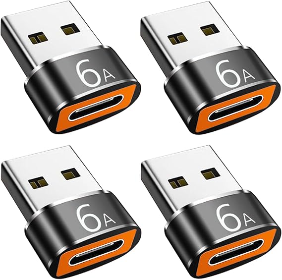Mepsies USB to USB C Adapter 4 Pack, USB C Female to USB A Male Adapter | Type C to USB Cable Converter, Compatible with iPhone 17/16/15 iPad Apple Watch Airpods Samsung Galaxy S25/S24/S23/S22