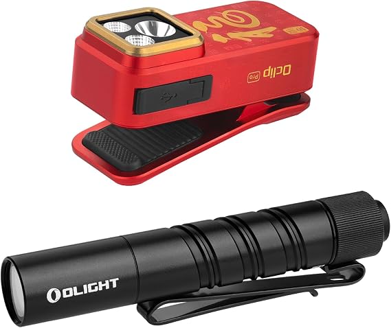 OLIGHT Oclip Pro Clip-on Light Rechargeable 500 Lumens Bundle I3T 2 EOS Pocket EDC Flashlight
