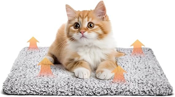 Nobleza Self Heating Cat Bed, Soft Warm Self Heating Pet Pad, Safe Thermal Self Heated Dog Blanket, Cat Heat Pad Cushion Washable, Self Warming Dog Bed Mat for Indoor Cats Kitten Puppy, 50x40cm