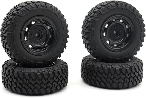 4PCS Soft Rubber 5mm Hex 73mm (2.87") Off-Road RC Tires Beadlock Design Wheels for MN99S MN98 1/16 Scale WPL C24 B36 JJRC Q60 Military Trucks, Upgrade RC Tires for Better Performance