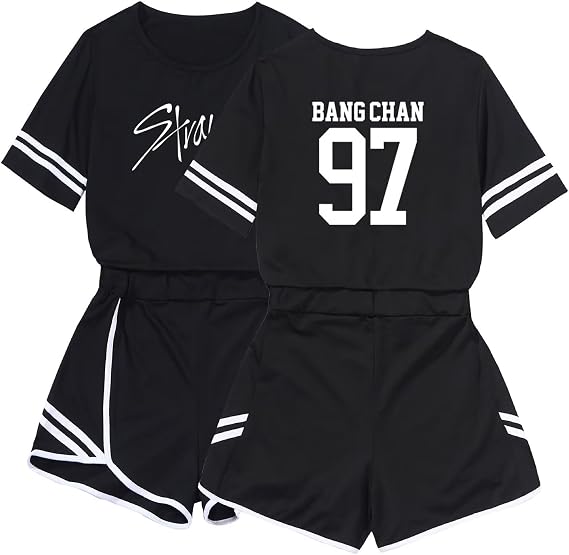 DHSPKN Skz Merch Tshirt Support Crop Top T-Shirts + Hot Pants Set Jisung Felix Minho Changbin Tee Unisex Crop Tops