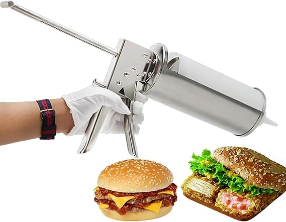 Burger Sauce Gun, Quantitative Sauce Dispenser with 650ML Dispenser Bottles