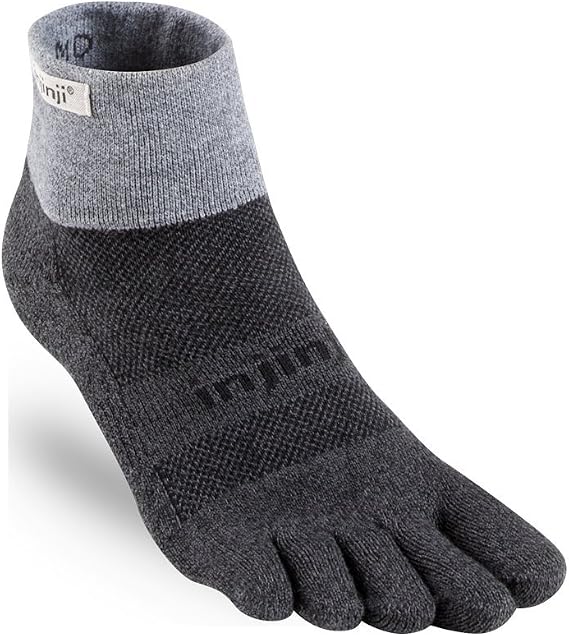 Injinji 2.0 Men's Trail Midweight Mini Crew Toesocks, Granite, Small