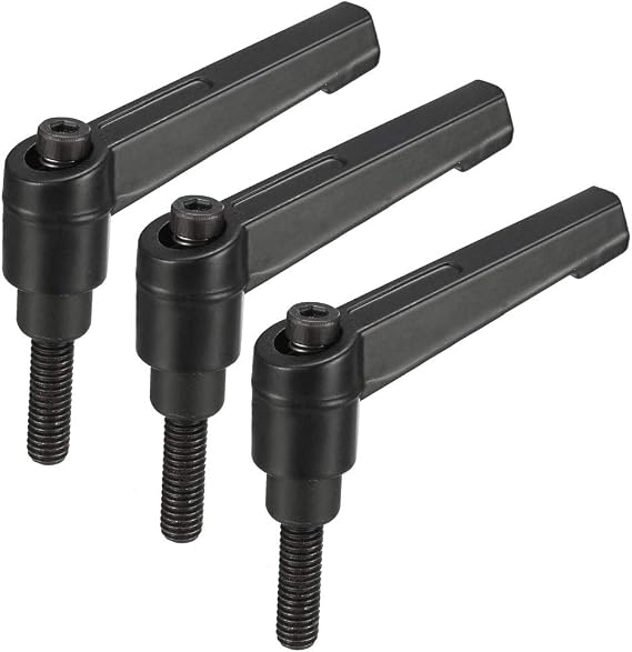 uxcell M6 x 20mm Handle Adjustable Clamping Lever Thread Push Button Ratchet Male Threaded Stud Knobs Locking Rotating Screw Handles Quick Release Bolt Black 3pcs