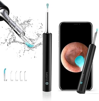 Ear Wax Removal Tool Kit, Ear Cleaner, 1080P FHD Earwax Removal Camera Wireless Endoscope Otoscope Ear Cleaning Tool with 6 LEDs for iOSAndroid, Black