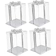 VOSAREA 4Pcs Transparent Cake Packing Box Portable Cake Boxes for Birthday Cake Packaging for Bakeries Parties and Home Use Oil Design