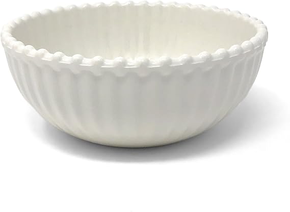Merritt Beaded Pearl 6-inch Melamine Salad Bowl, Cream, Set of 6
