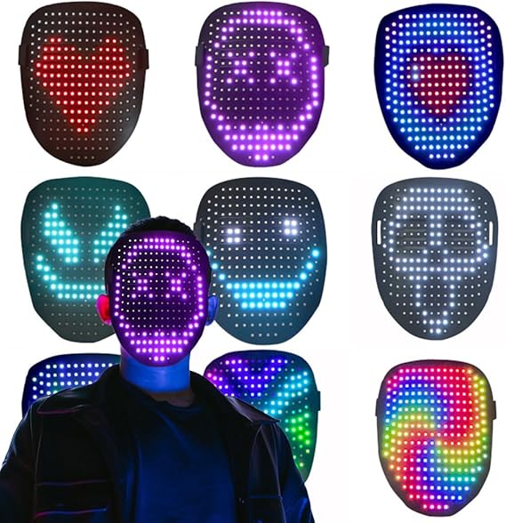 LED Mask with Gesture Sensing, LED Halloween Mask, LEDs Light Up Face Masks, Scary Light Up Masks with 50 Static and Dynamic Images, LEDMask for Halloween, Cosplay Party Masquerade, Carnival