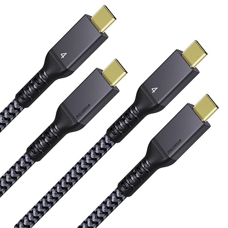 Maxonar [2 Pack 4FT] Thunderbolt 4 Cable, 40Gbps Sync, 240W Charging, 8K/5K Display, All-in-One Cable Replaces Multiple Cables for 2026 Studio Display, MacBook, SSD, Docking