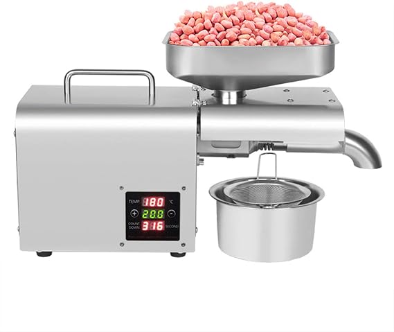 150W Oil Press Machine Automatic Cold & Hot Electric Oil Press Extractor Intelligent Temperature Control Oil Pressing Machine for Pressing Peanut, Walnut, Pumpkin, Rapeseed