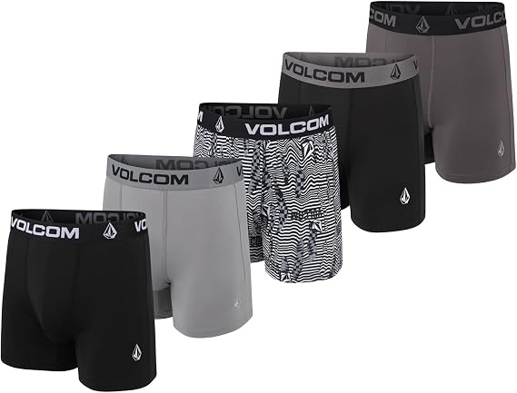 Volcom Mens Boxer Briefs 5 Pack Poly Spandex Performance Boxer Briefs Underwear