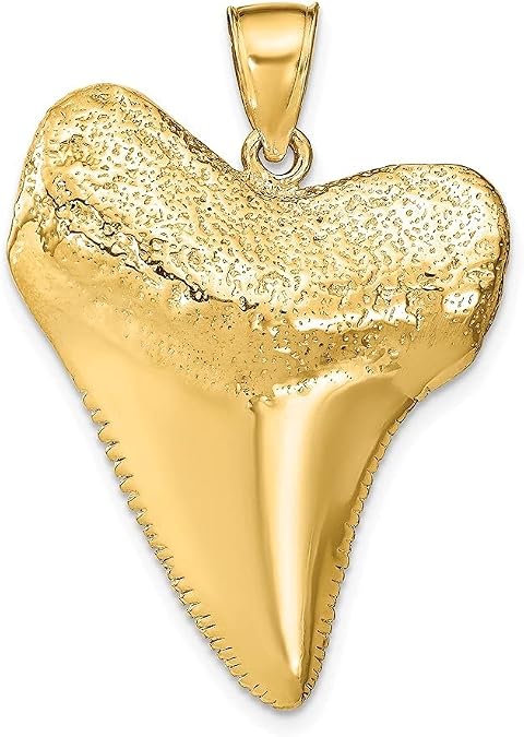 Diamond2Deal 14K Yellow Gold Solid Polished 3-D Shark Tooth Pendant