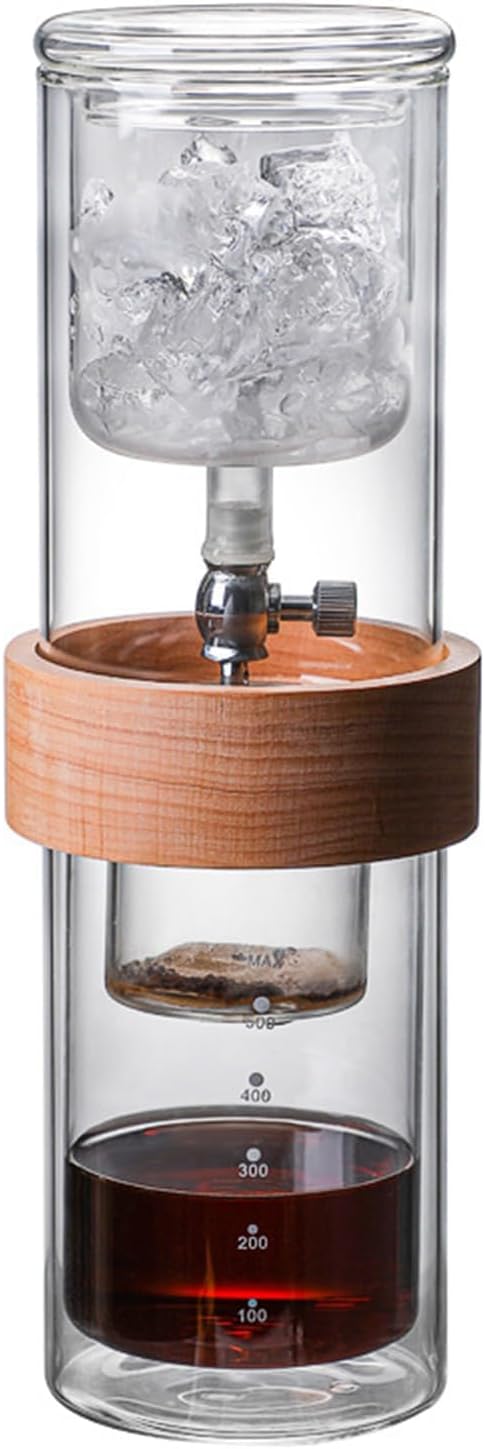 Cold Drip Coffee Brew Tower, Ice Cold Brew Dripper with Adjustable Drip Valve, Capacity 500ml and Durable Borosilicate Glass, Refreshing Smooth and Rich Cold Brew Espresso, for Home, Cafe