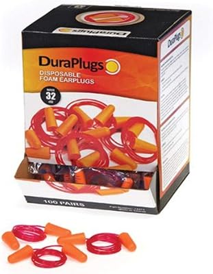 Liberty Glove & Safety 14311 DuraPlug Corded Disposable Foam Earplug with 32 dB NRR, Orange Case of 100 Pairs