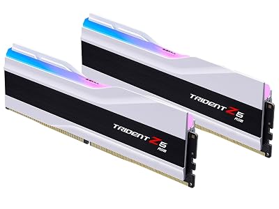 G.SKILL Trident Z5 RGB Series DDR5 RAM Intel XMP 3.0 48GB 2x24GB 7600MTs CL38-48-48-121 1.35V Desktop Computer Memory U-DIMM - Matte White F5-7600J3848F24GX2-TZ5RW