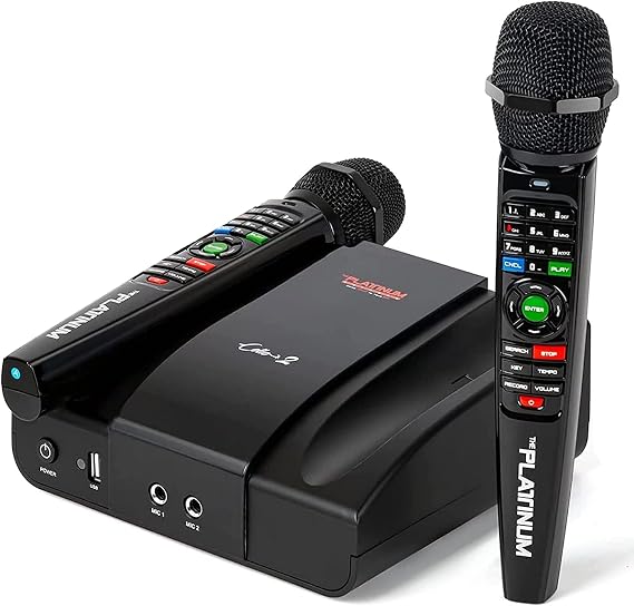 The Platinum Karaoke Machine adutls  with 2upgraded Wireless miceophones Features Over 23k Songs 7k Filipino Tagalog 4k Hind 12k English