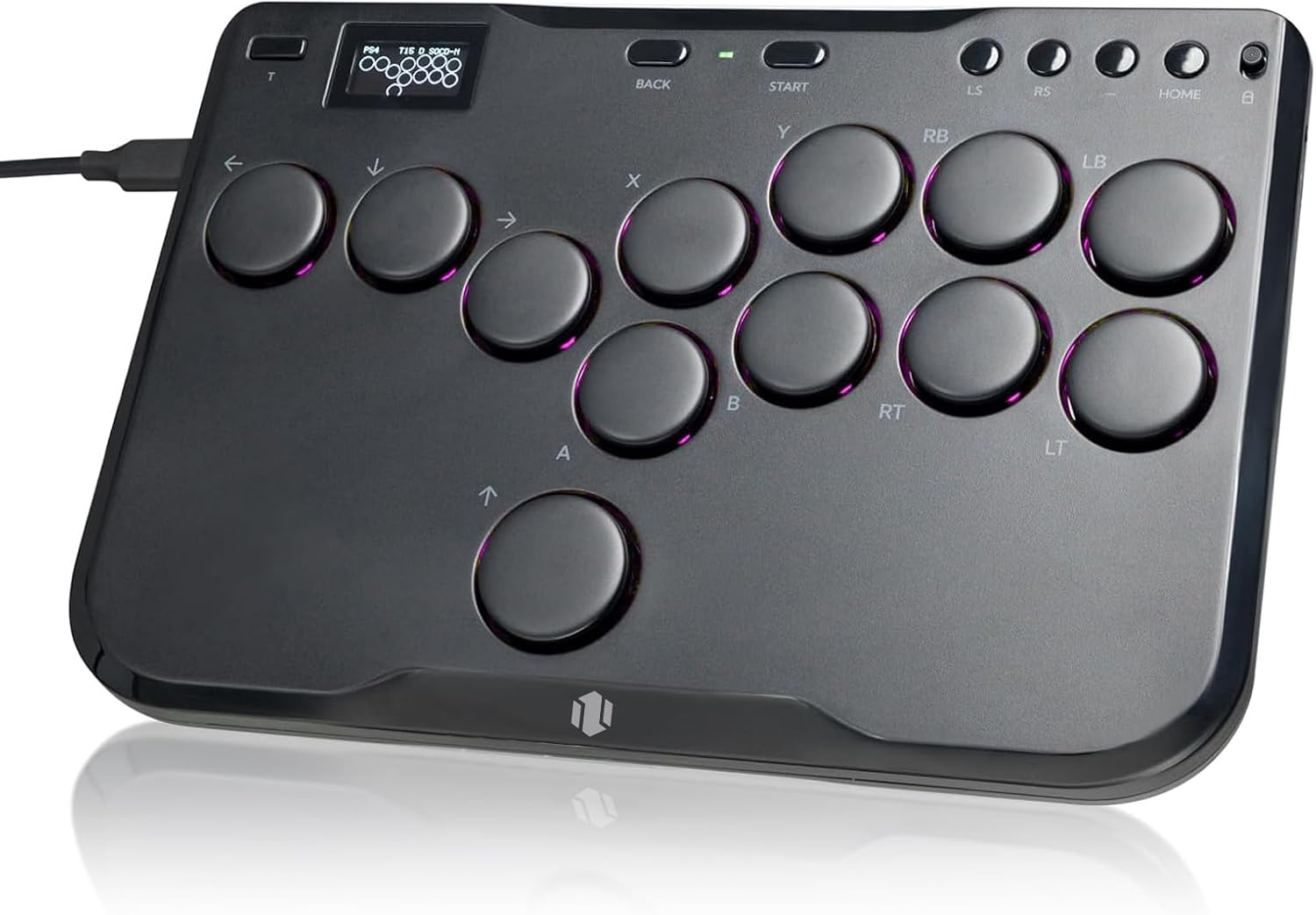 Haute42 Arcade Stick Leverless Controller P12: Leverless Arcade Stick with TURBO & Silent Low-Profile Switches,Arcade Controller for PC/PS3/PS4/Switch Game with Lock Button Support Hot Swap & SOCD