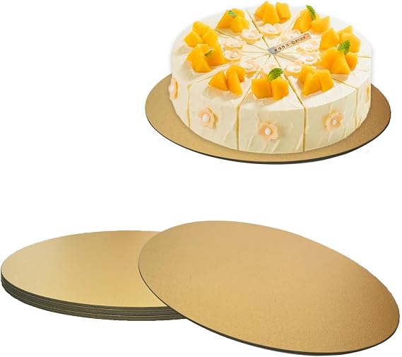 4 Pack Cake Boards Golden Round Cake Circles | 10 Inch Cake Cardboard for Baking Cake, Gold