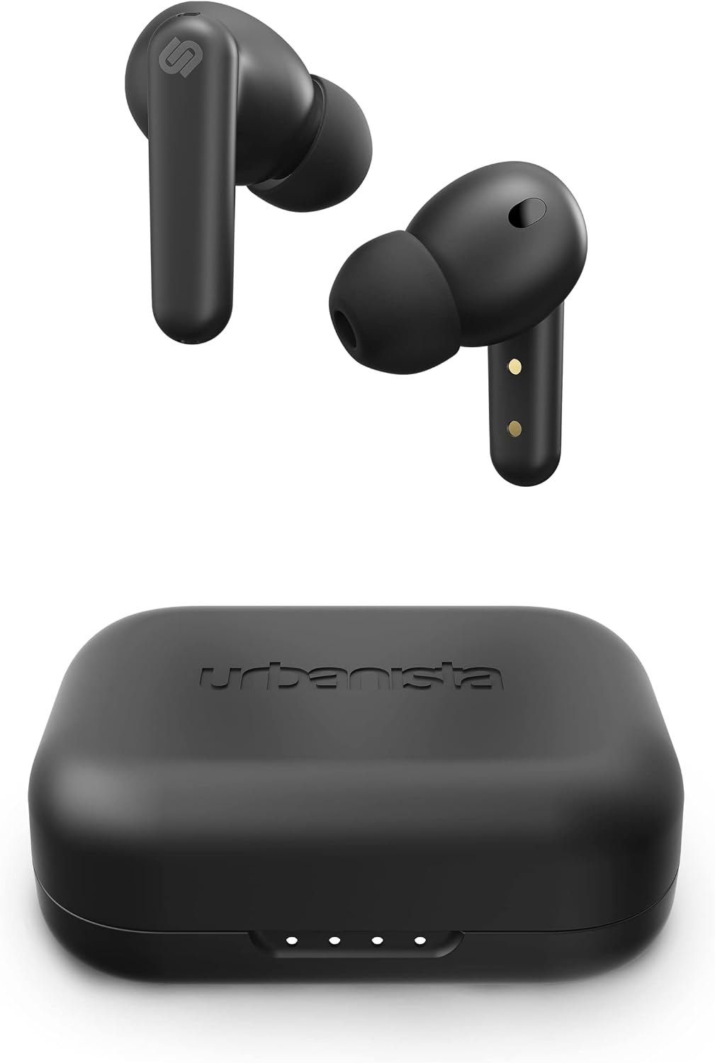 Urbanista London True Wireless Earbuds Headphones with Active Noise Cancelling, 25 Hours Playtime, Touch Controls & 6 Microphones for Clear Calling, Bluetooth 5.0 Earphones, Black