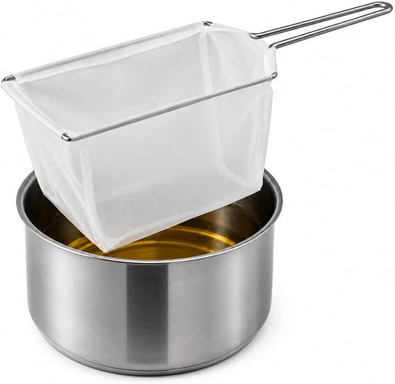 Honeydak 9 Inch Fryer Oil Filter with Stainless Steel Handle Frame, Reusable Fine Mesh Strainer Bag Cooking Oil Filter Separator for Food Maple Syrup Deep Fryer Pot Kitchen Restaurant- Easy to Clean