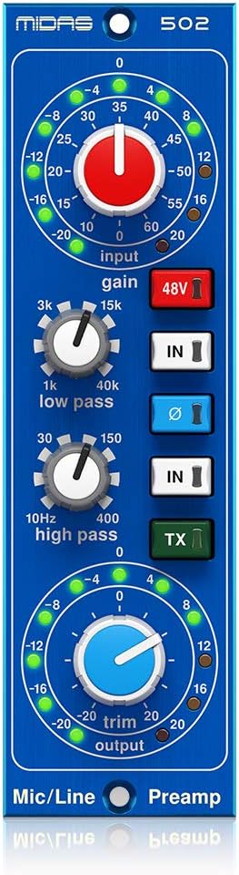 Midas MICROPHONE PREAMPLIFIER 502 500 Series Modular Midas Microphone Preamplifier with Classic XL4 Filters