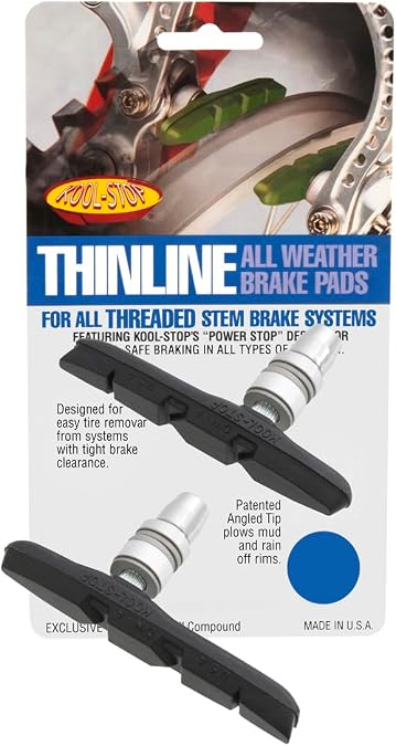 Kool Stop Thinline Brake Shoes, Threaded Pair Black