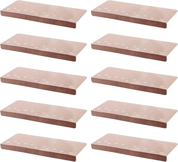 Stair Runner 10PCS Home Luminous Self-adhesive Non-slip Floor Staircase Carpets Bear Claw Pattern Glow In Dark Stair Treads Protector Mats(Light beige)