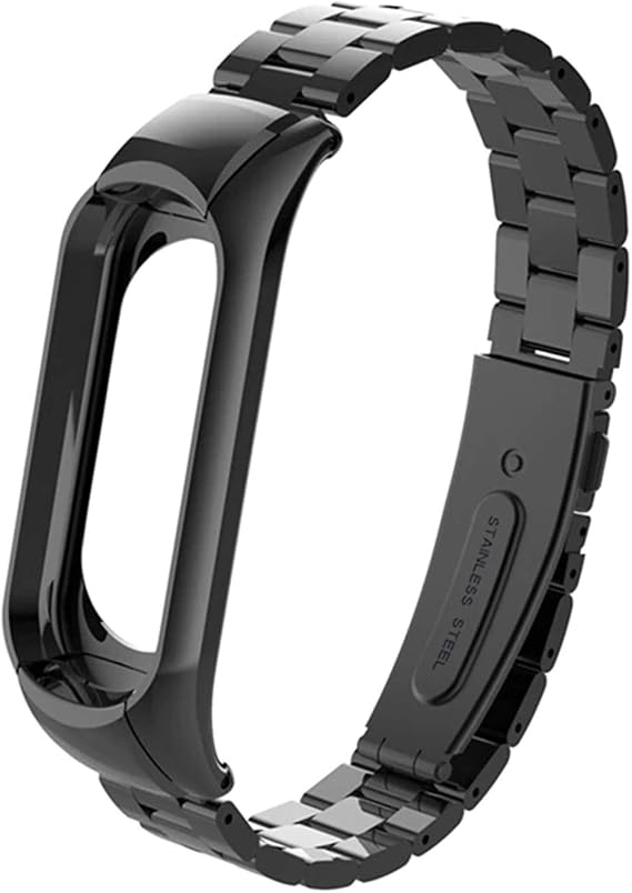 Microsonic Xiaomi Mi Band 5 için Metal Stainless Steel Kordon Siyah [Mi Band 5 ile Uyumlu Kordon - Siyah]