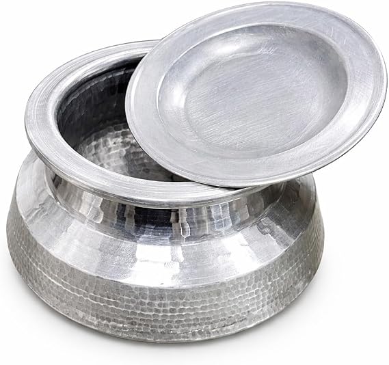 Aluminium Hammered Handi Cooking Pot with Lid, Traditional Indian Degchi for Curry and Biryani (16 INCH)