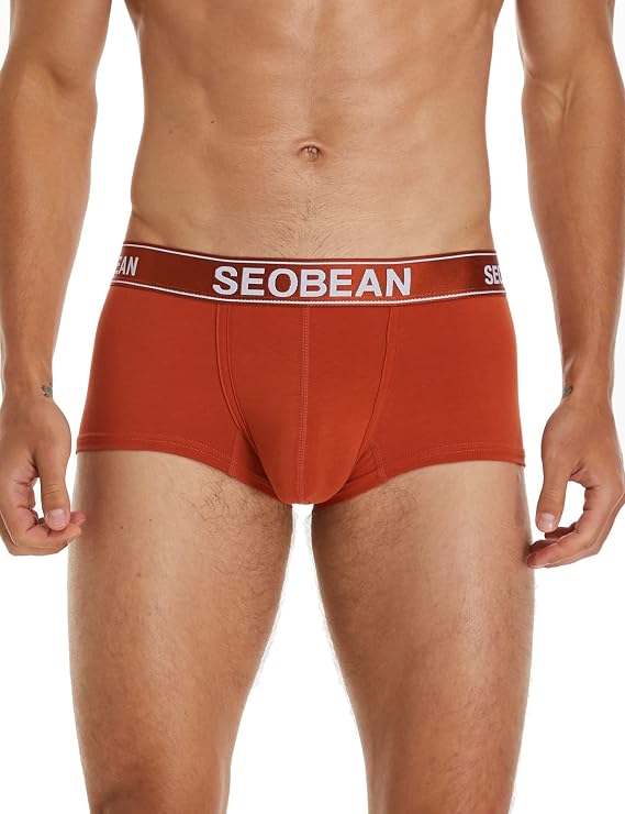 SEOBEAN Mens Sexy Low Rise Basic Colored Cotton Boxer Brief 10211