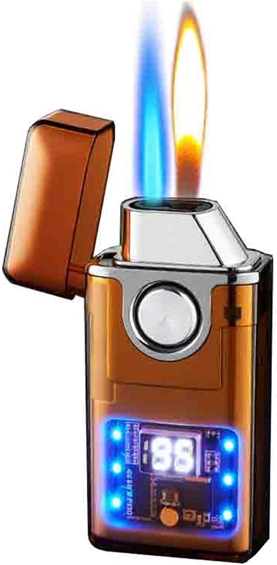 This Smart Voice-Controlled Creative Dual-Flame Butane Lighter is a Portable Metal Lighter Suitable for Personal use or as a Gift.(C)