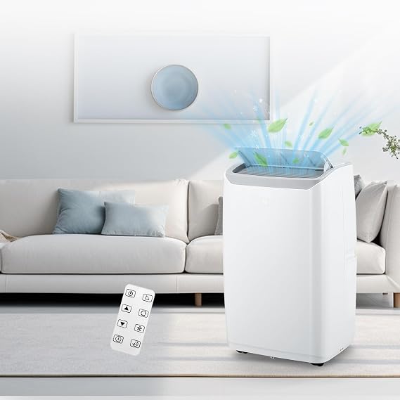 12000Btu Air Conditioner Portable, 3-in-1 Portable Air Conditioner with Dehumidifier, Cooling Fan, Sleep Mode, Remote Control, Portable AC Unit fot Room Up to 550Sq.Ft