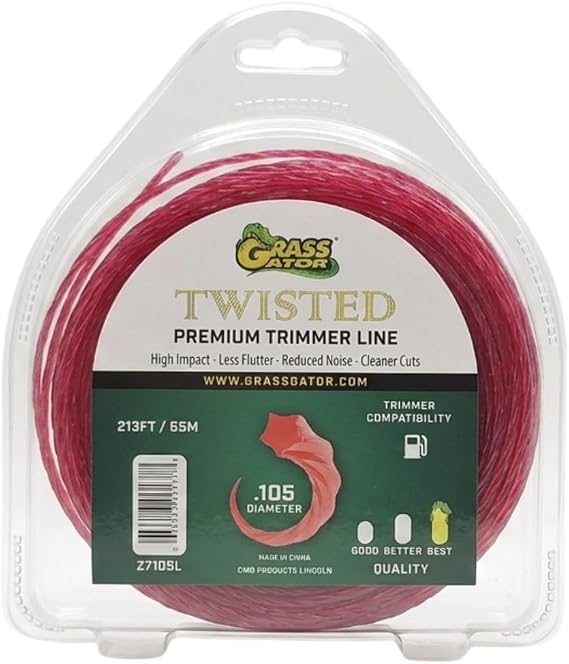 Grass Gator Z7105 Twisted Trimmer Line Spool, 0.105" Diameter (213 Feet) | 5 Cutting Edges | Pro-Grade Line for String Trimmers