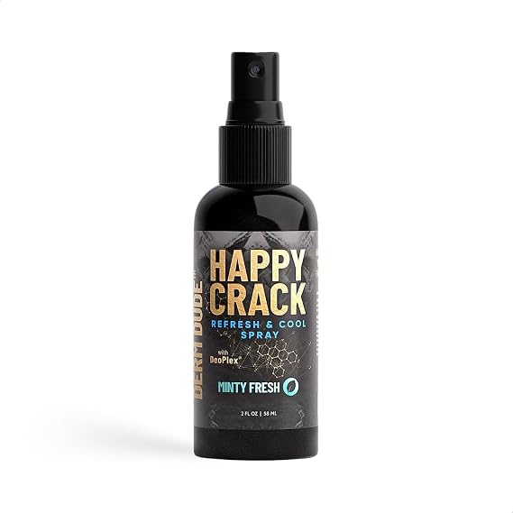 Derm Dude Happy Crack Refresh & Cool Body Spray | Minty Fresh Deodorizing Spray for Body & Skin | Odor Control with Witch Hazel & Natural DeoPlex | Soothing, Cooling & Fast-Drying | 2 oz (1 Pack)
